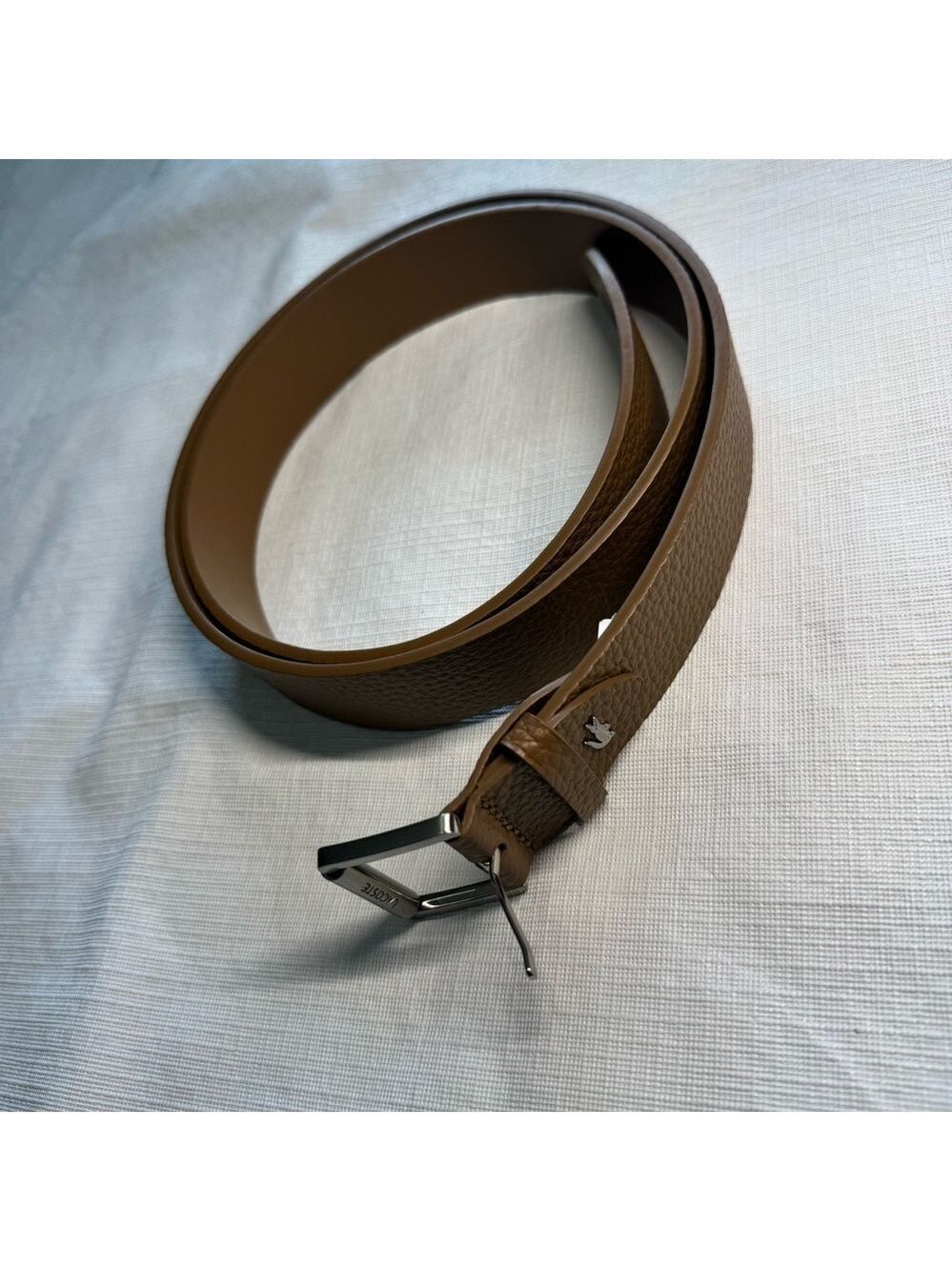 Lacoste Tan Leather Belt with Classic Silver Buckle